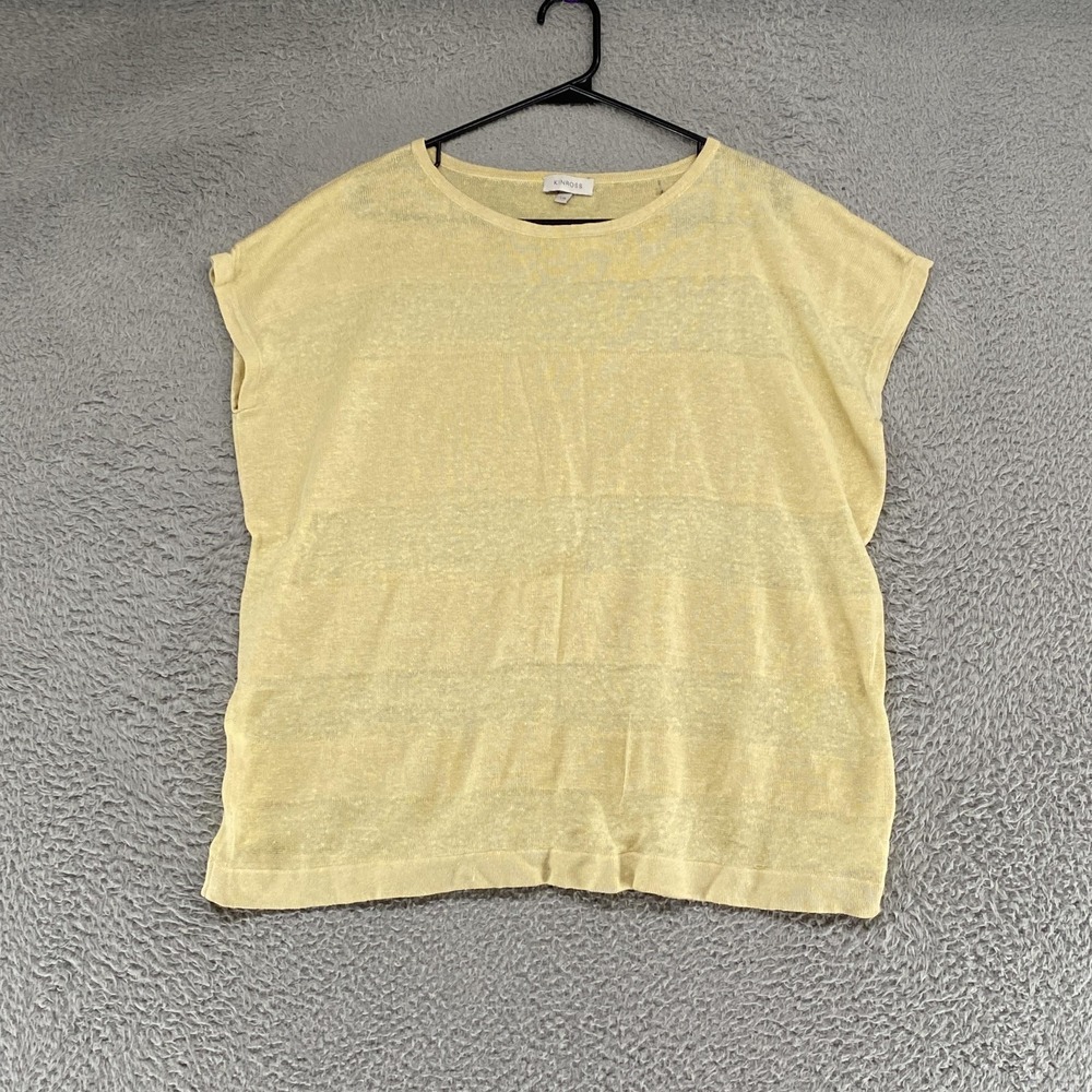 Kinross Sweater Top Womens L‎ Yellow Linen Beach Lightweight Coastal Relaxed